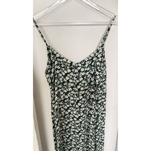 Reformation Crimini Dress Green Floral Side Slit Midi Slip Dress Women’s Size 6 - Picture 7 of 12